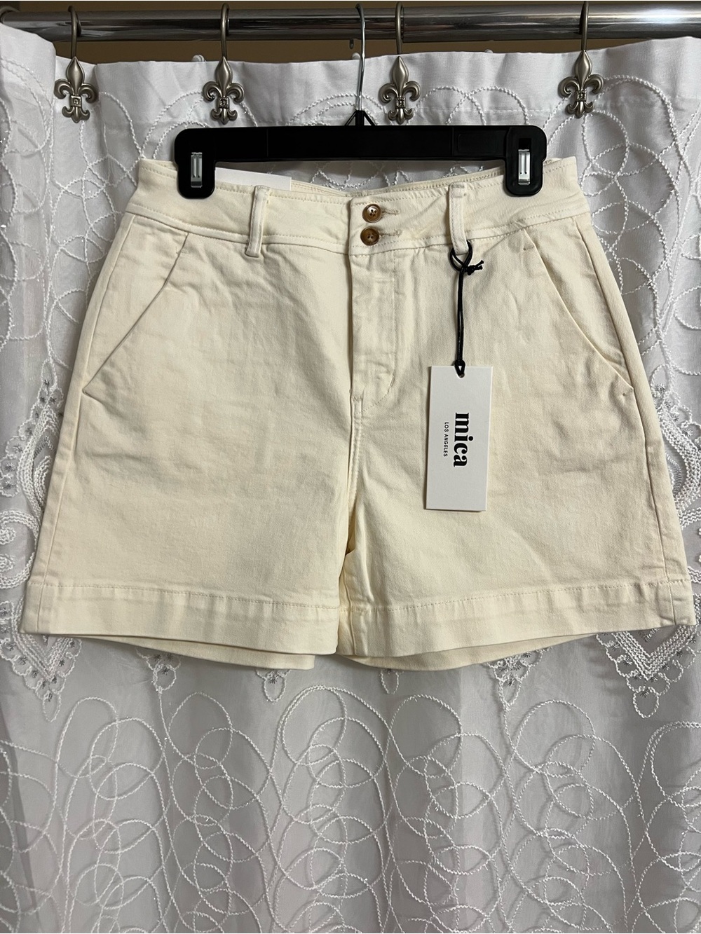 Mica Cream High-Rise Cotton Bermuda Shorts